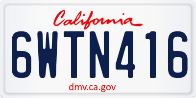CA license plate 6WTN416