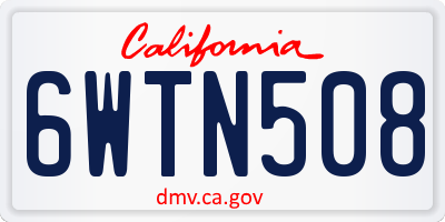 CA license plate 6WTN508