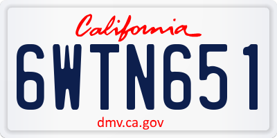 CA license plate 6WTN651