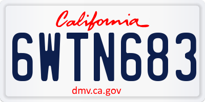 CA license plate 6WTN683