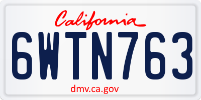 CA license plate 6WTN763