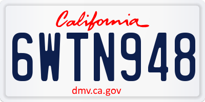 CA license plate 6WTN948