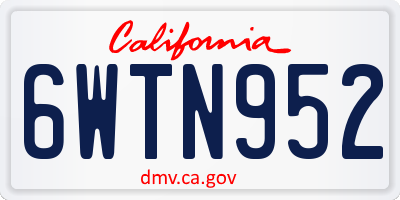 CA license plate 6WTN952