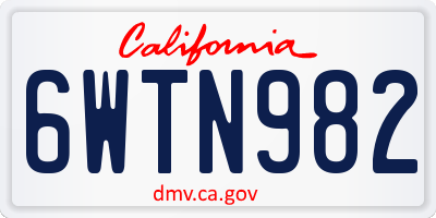 CA license plate 6WTN982