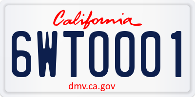 CA license plate 6WTO001