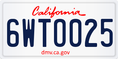 CA license plate 6WTO025