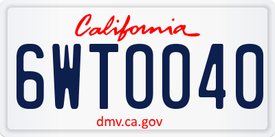 CA license plate 6WTO040