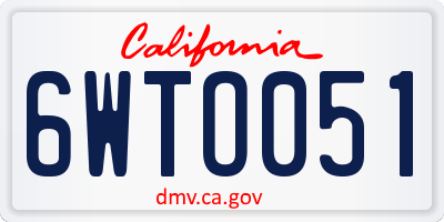 CA license plate 6WTO051