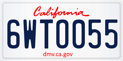 CA license plate 6WTO055
