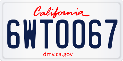 CA license plate 6WTO067