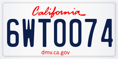 CA license plate 6WTO074