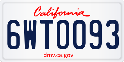 CA license plate 6WTO093