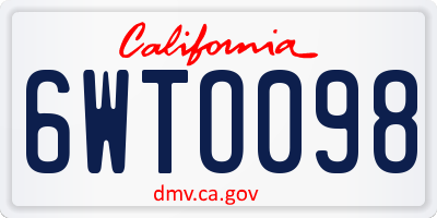 CA license plate 6WTO098