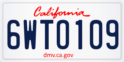 CA license plate 6WTO109