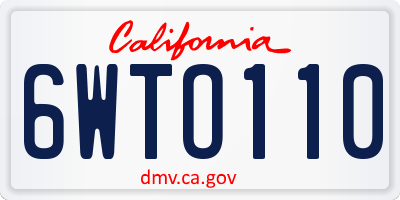CA license plate 6WTO110