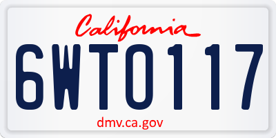 CA license plate 6WTO117