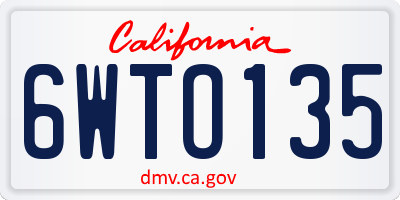 CA license plate 6WTO135