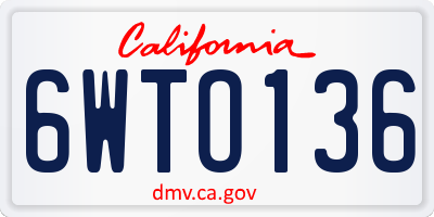 CA license plate 6WTO136