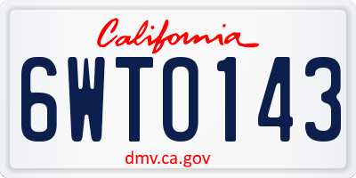 CA license plate 6WTO143