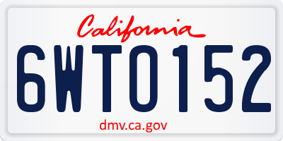 CA license plate 6WTO152