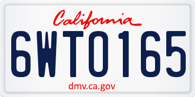CA license plate 6WTO165