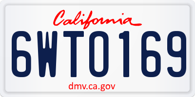 CA license plate 6WTO169