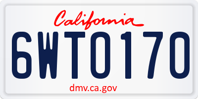 CA license plate 6WTO170