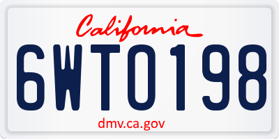 CA license plate 6WTO198