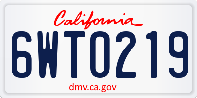 CA license plate 6WTO219