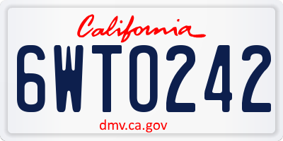 CA license plate 6WTO242