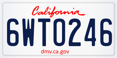 CA license plate 6WTO246
