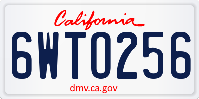 CA license plate 6WTO256
