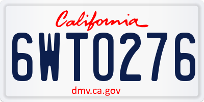 CA license plate 6WTO276