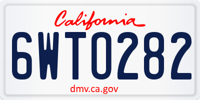 CA license plate 6WTO282