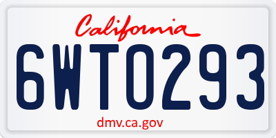CA license plate 6WTO293