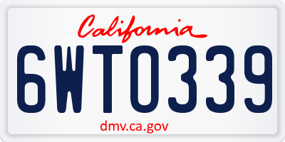 CA license plate 6WTO339