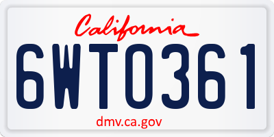 CA license plate 6WTO361