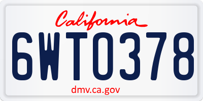 CA license plate 6WTO378