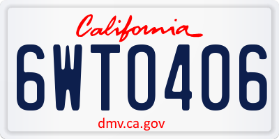 CA license plate 6WTO406