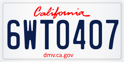 CA license plate 6WTO407
