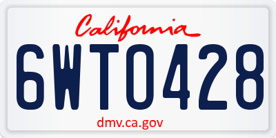CA license plate 6WTO428