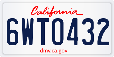 CA license plate 6WTO432