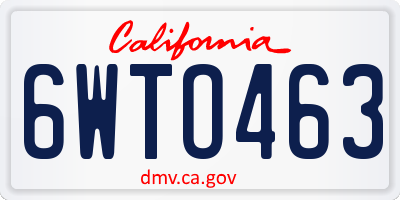 CA license plate 6WTO463