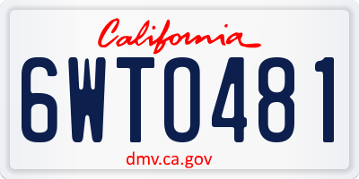 CA license plate 6WTO481