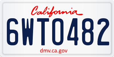 CA license plate 6WTO482