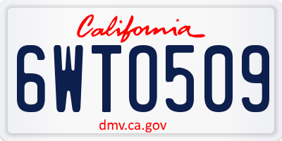 CA license plate 6WTO509