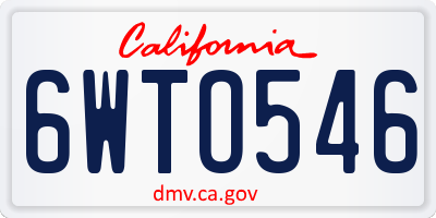 CA license plate 6WTO546
