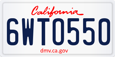 CA license plate 6WTO550