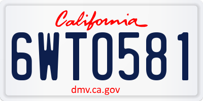 CA license plate 6WTO581