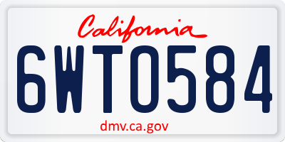CA license plate 6WTO584